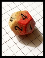 Dice : Dice - 12D - Chessex Half and Half Yellow Speckle and Orange Speckle with Black Numerals - Gen Con Aug 2012